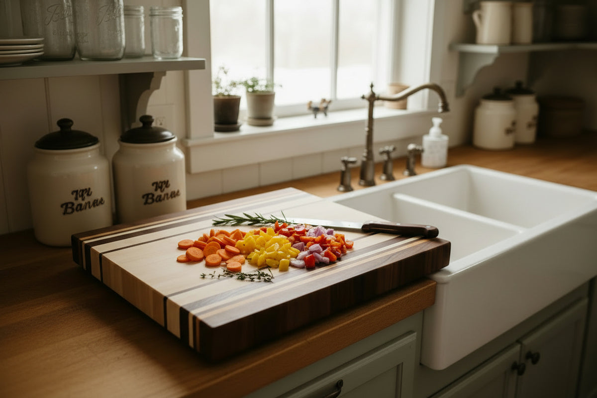 Large Food Prep Walnut/Maple/Canary Wood  Board