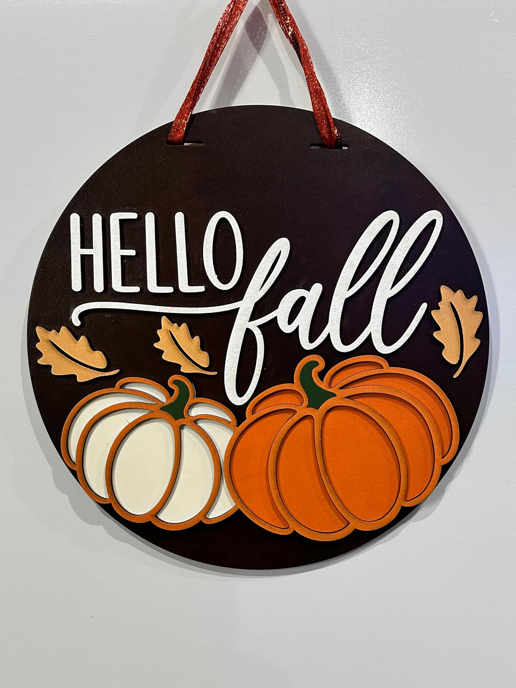 Hello Fall with Pumpkins Door Hanger
