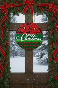 Merry Christmas Poinsettia w/ Checkered Bottom